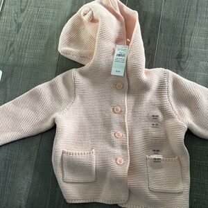 Baby Hooded Knit Cardigan - Pale Pink